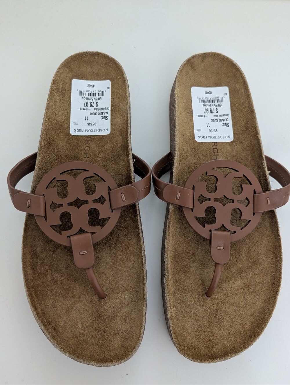 NWOB! Tory Burch Miller Cloud Sandal In Brown Leather Size 11